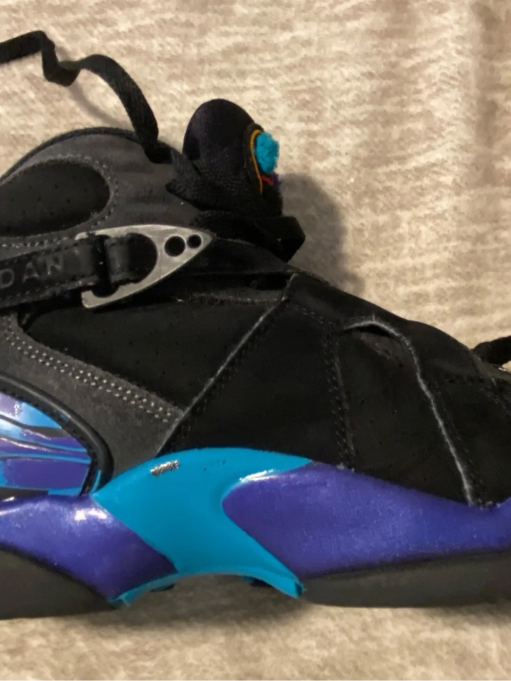Jordan Black Suede Sneakers with Purple & Teal Accents